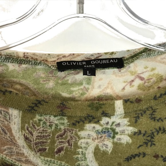 Womens Size Medium Olivier Goureau Cashmere and Silk Blend Paisley Print Sweater - Picture 2 of 3